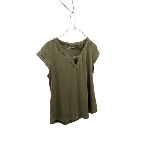 Women’s V Neck Shirt Army Green Size Medium - Picture 1 of 12